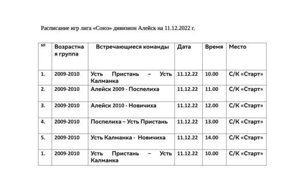 ДЮФЛ "СОЮЗ". Алейский дивизион. Юноши 2013-2014 г.р.